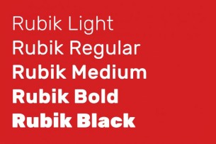 Rubik is a open source sans serif font family with slightly rounded corners designed by Philipp Hubert and Sebastian Fischer, and as part of the Chrome Cube Lab project.