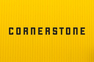 Cornerstone is a no-nonsense modular font that is available to download for free. It was constructed based on square blocks and circles for the rounded corners.