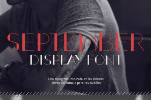 September is a free font that the design was based on old school knuckles tattoos. It has the Bodoni-style feature with added lines and also having the stencil-like characteristics to it.