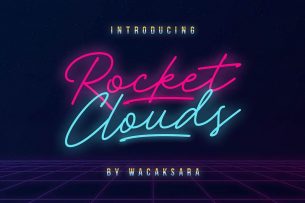 Rocket Clouds is a free font inspired with 80s music and neon lights.