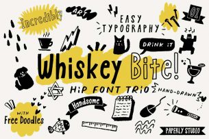 Whiskey Bite is a hipster free font that comes with 3 styles.